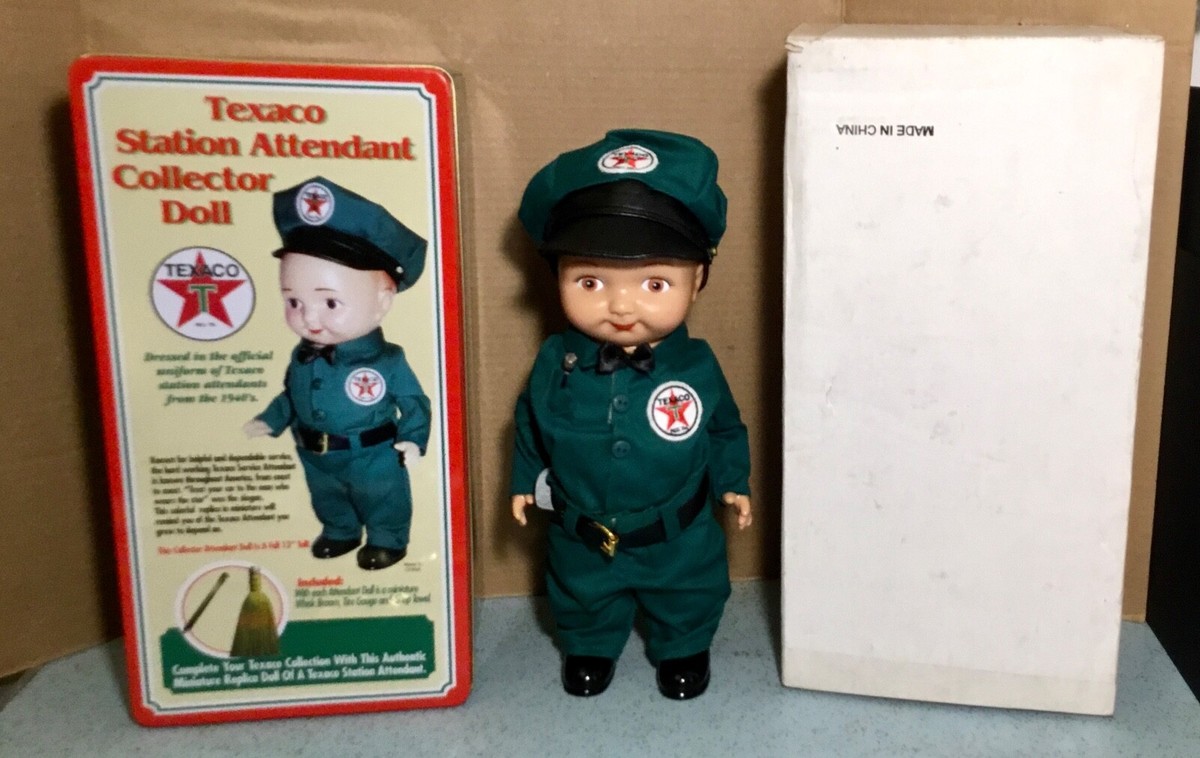 BUDDY LEE TEXACO OIL CO. STATION ATTENDANT DOLL & TIN BOX NEVER BUDDY LEE TEXACO OIL CO. STATION ATTENDANT DOLL & TIN BOX NEVER