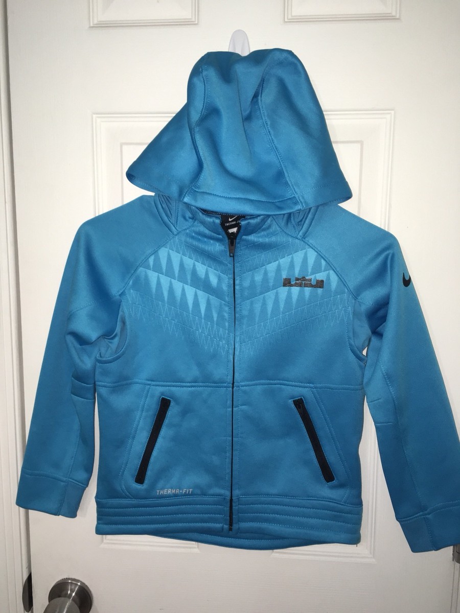 Nike Therma Fit Full Zip Hoodie Blue Lebron James Kids Boys Size