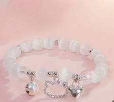 Sanrio Hello Kitty Bracelet Girls Beaded Glass Rhinestone Stretch Charm White