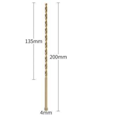 2pcs 4mm Extra Long Shank 200mm HSS M35 Cobalt Twist Drill Bits for Metal