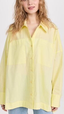 nwt STAUD Peyton Top Tunic Sz XS Oversized Cotton Poplin Sunray Yellow