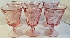 Fostoria JAMESTOWN PINK 5 7/8" Water GOBLETS/Glasses Set of 6