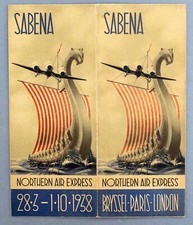 SABENA NORTHERN AIR EXPRESS FLUGPLAN 1938 BELGIAN AIRLINES