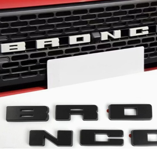 Matte Black Grille Emblem Letter Overlay Decal Cover Trim for Bronco 2021-2024