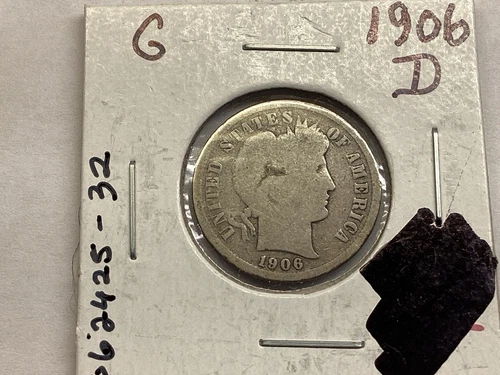 1906 D Barber 90% Silver Dime from Denver Mint 062425 32e