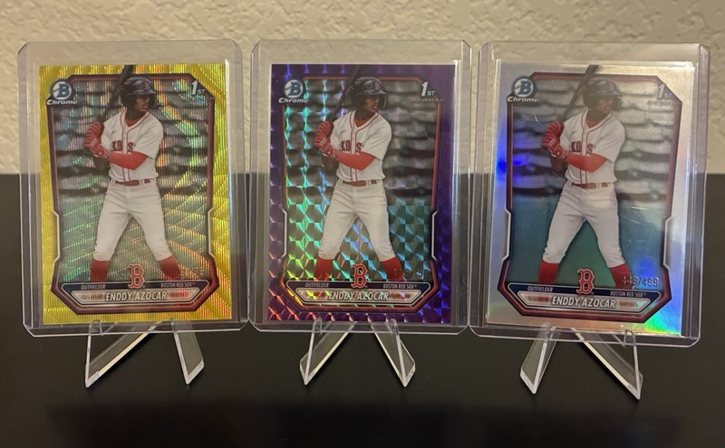 2026 Bowman Chrome Color Numbered Enddy Azocar Lot of 3.   /75, /250, /499