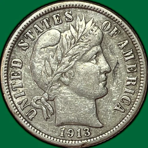 1913 Barber Dime Extremely Fine XF Coin #33922