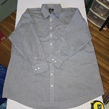 Stafford Men  s Big  Tall Fit Size 18 34-35 Blue  White Button Down Dress Shirt