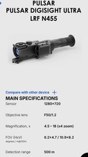 Pulsar Digisight Ultra N455 Night Vision Rifle  Scope – 18x Zoom - Tested!