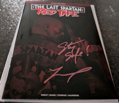 The Last Spartan Red Tape #1 Red Foil Signed By Tyler Mane