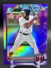 2022 Bowman Emmanuel Rodriguez Chrome Prospects Purple Refractor #82/250 Twins