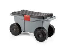 Rolling Garden Cart With Seat - Storage Tool Tray