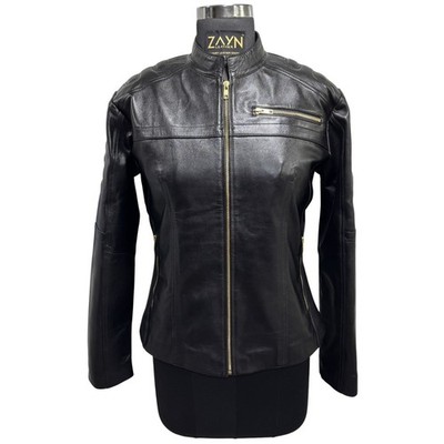 Sexy Style Moto Jacket Real Lambksin Leather Quilted Motorcycle Cropped Jacket