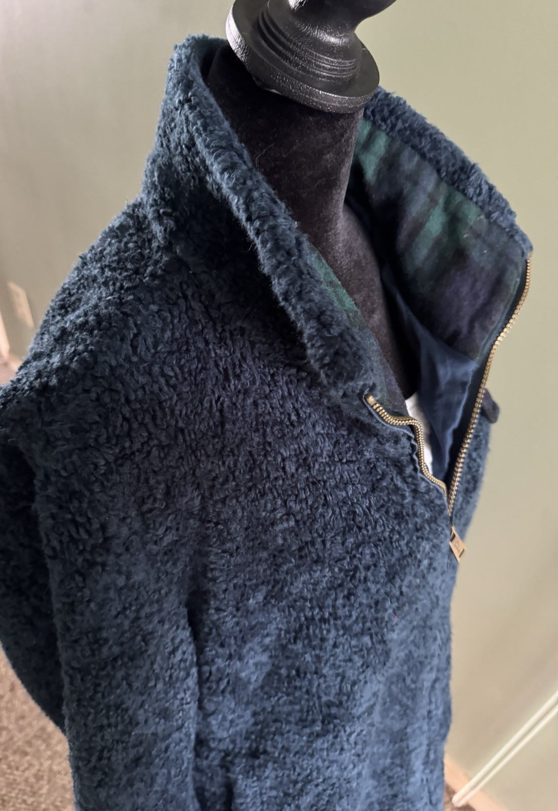 Pendleton Full Zip Pile Sweater Deep Blue Flannel… - image 9