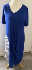 Foil Plus Size M Cobalt Blue Jersey Trapeze Maxi Dress Stripe 