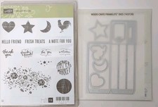 NEW Stampin Up Wood Words Rubber Clear Mount stamp set Framelits bundle