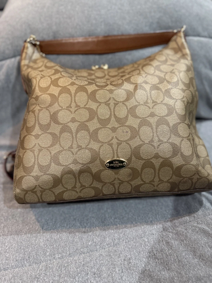 バッグ COACH Signature Satin Hobo Brown Charm バッグ COACH
