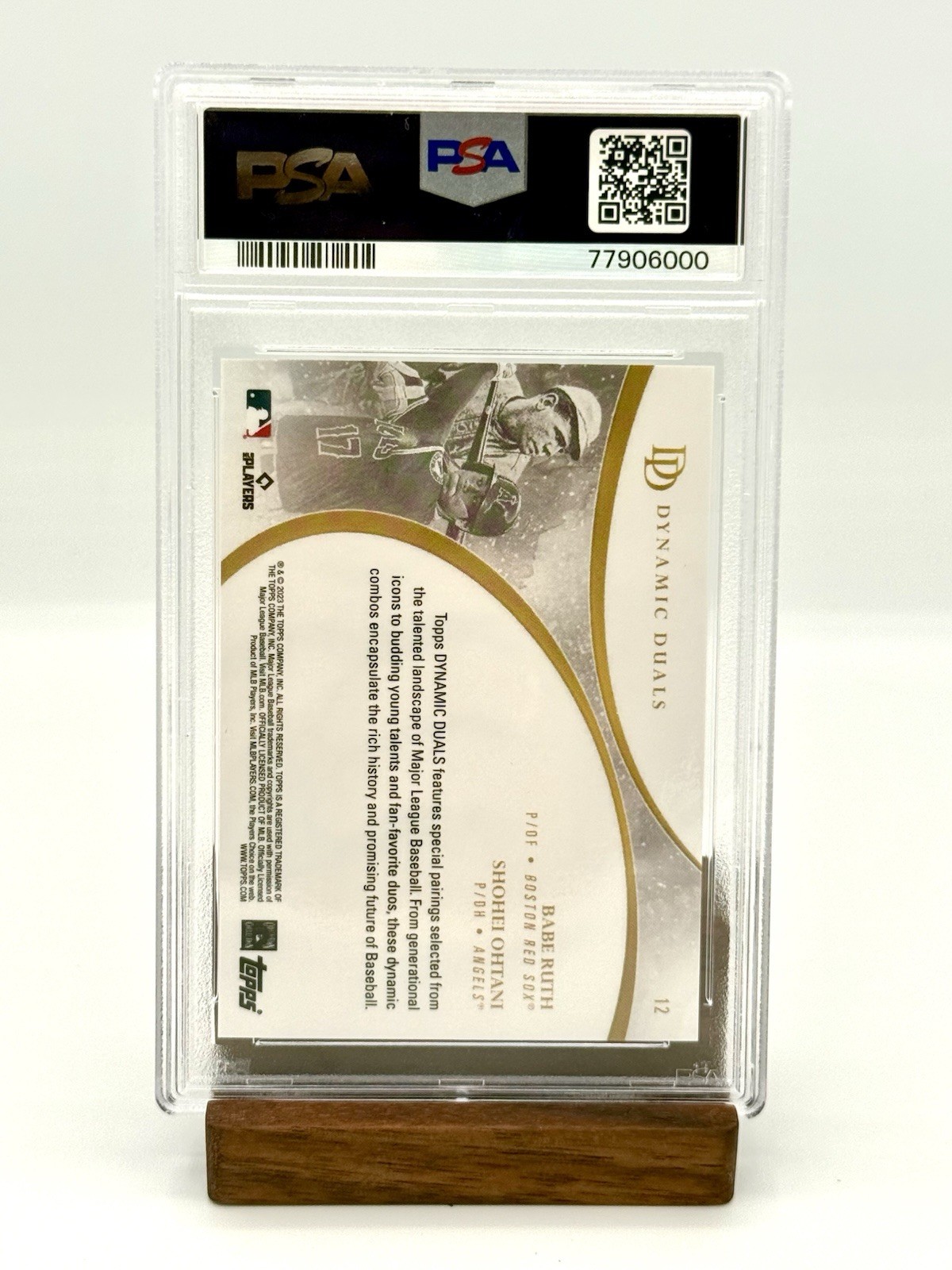 2023 Topps Dynamic Duals Babe Ruth Shohei Ohtani #12 PSA 10 GEM MINT view 3