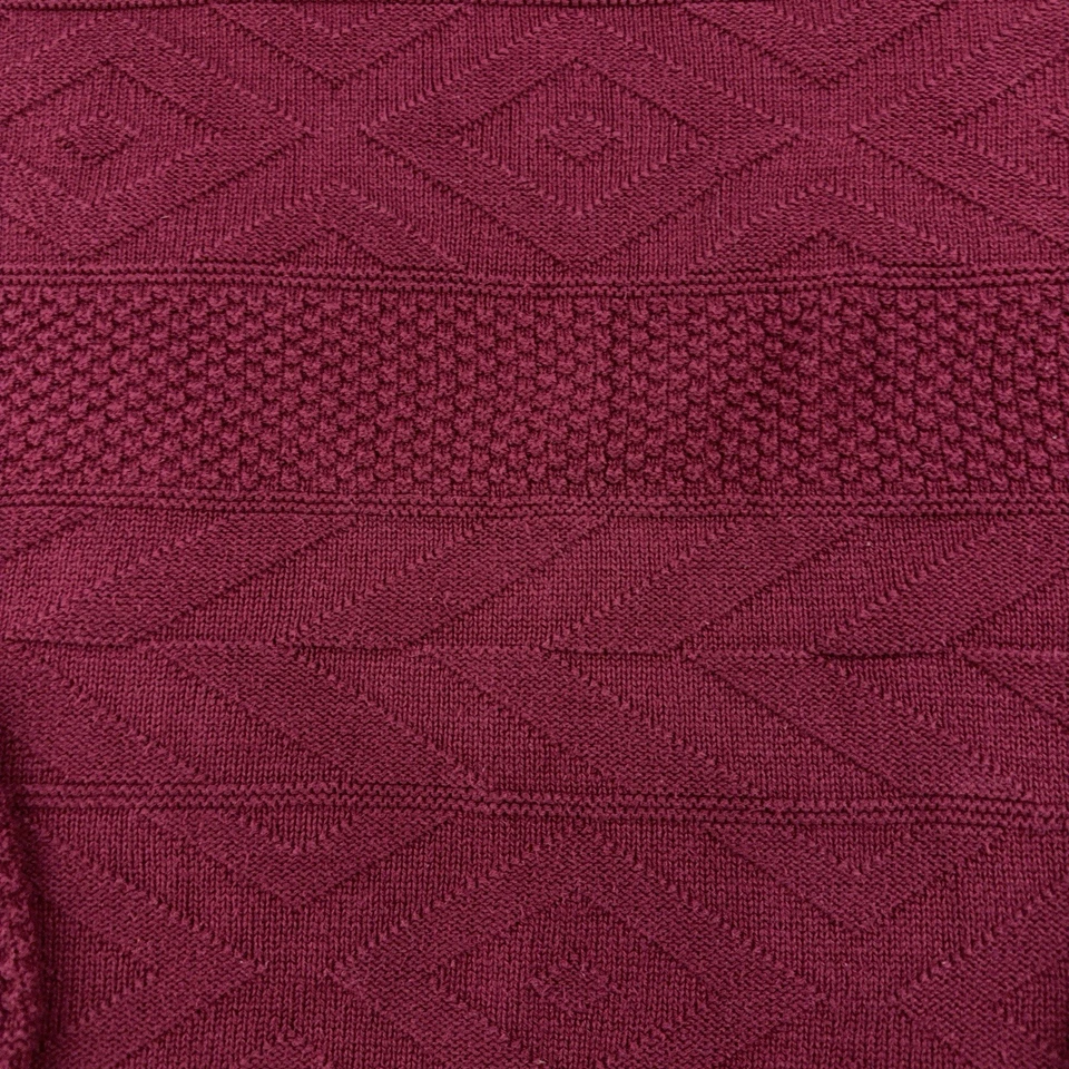 Suéter De Colección Par Cuatro Tejido Para Hombres L Rojo Abuelo Texturizado Grueso Hecho en EE. UU. Foto 3 de 4