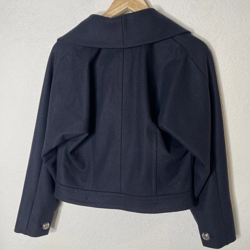 Chaquetón Juicy Mezcla Lana Alta Costura Doble Pecho Talla M Negro Tela Italiana. Foto 2 de 4