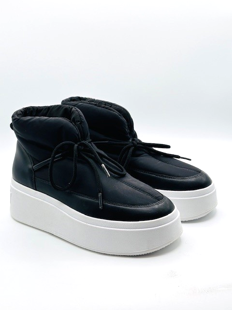 ASH Women's Mason S Black Platform Puffy Nylon Round Toe Slip On Snow Boot EU 39