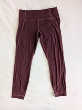 Athleta Women Size Large Maroon Salutation 7/8 Tight Leggings 591375 Yoga Gym