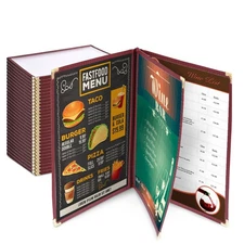 WeChef 30pcs 8.5x14 Menu Cover Trifold 6 View 3 Page Restaurant Cafe Burgundy