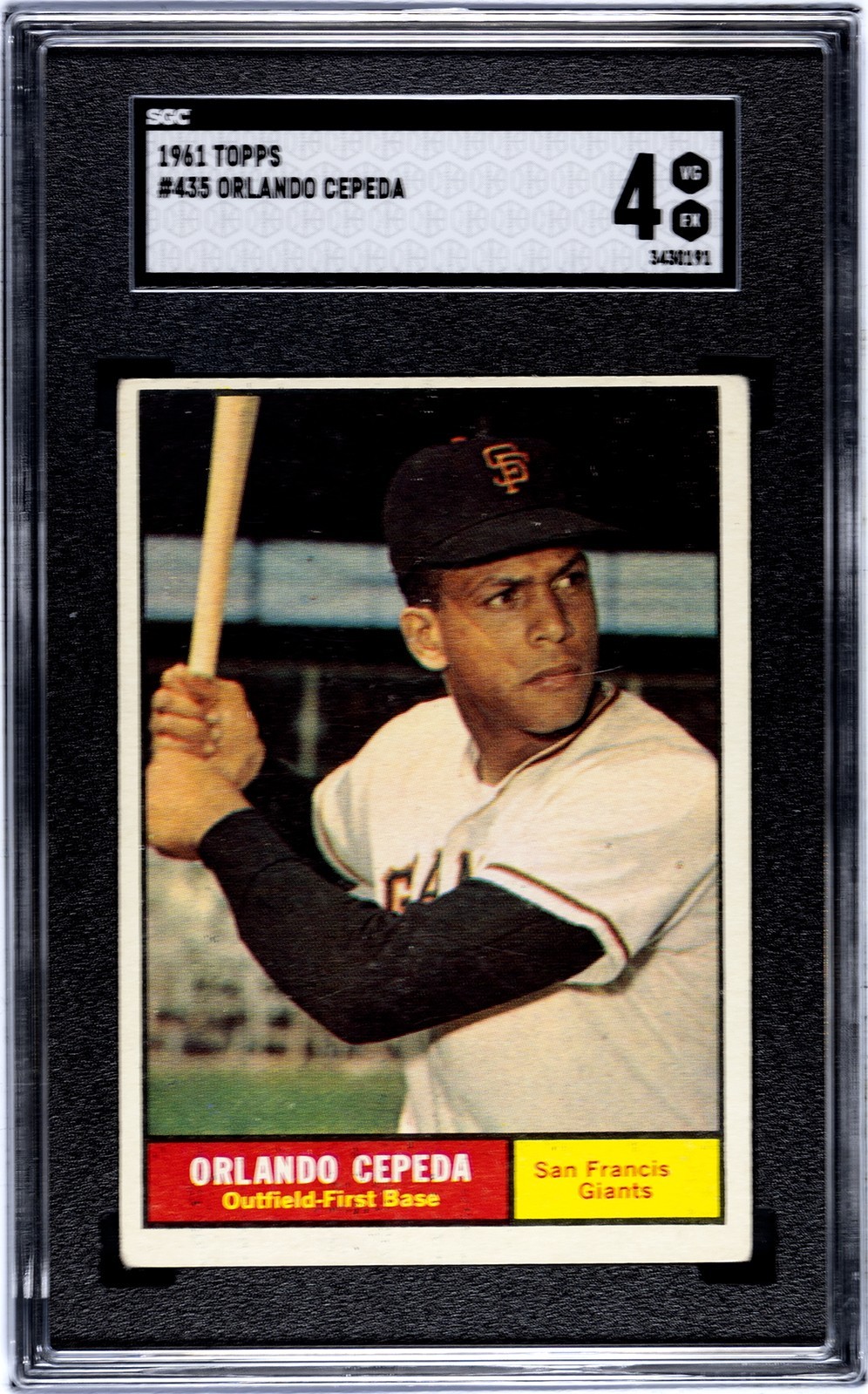 1961 TOPPS  # 435 - ORLANDO CEPEDA - SAN FRANCISCO GIANTS - SGC-4 (VG/EX)