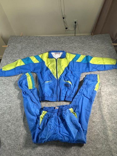 Vintage Jordache Tracksuit Kids Medium Blue Colorblock Jacket Pants 90s