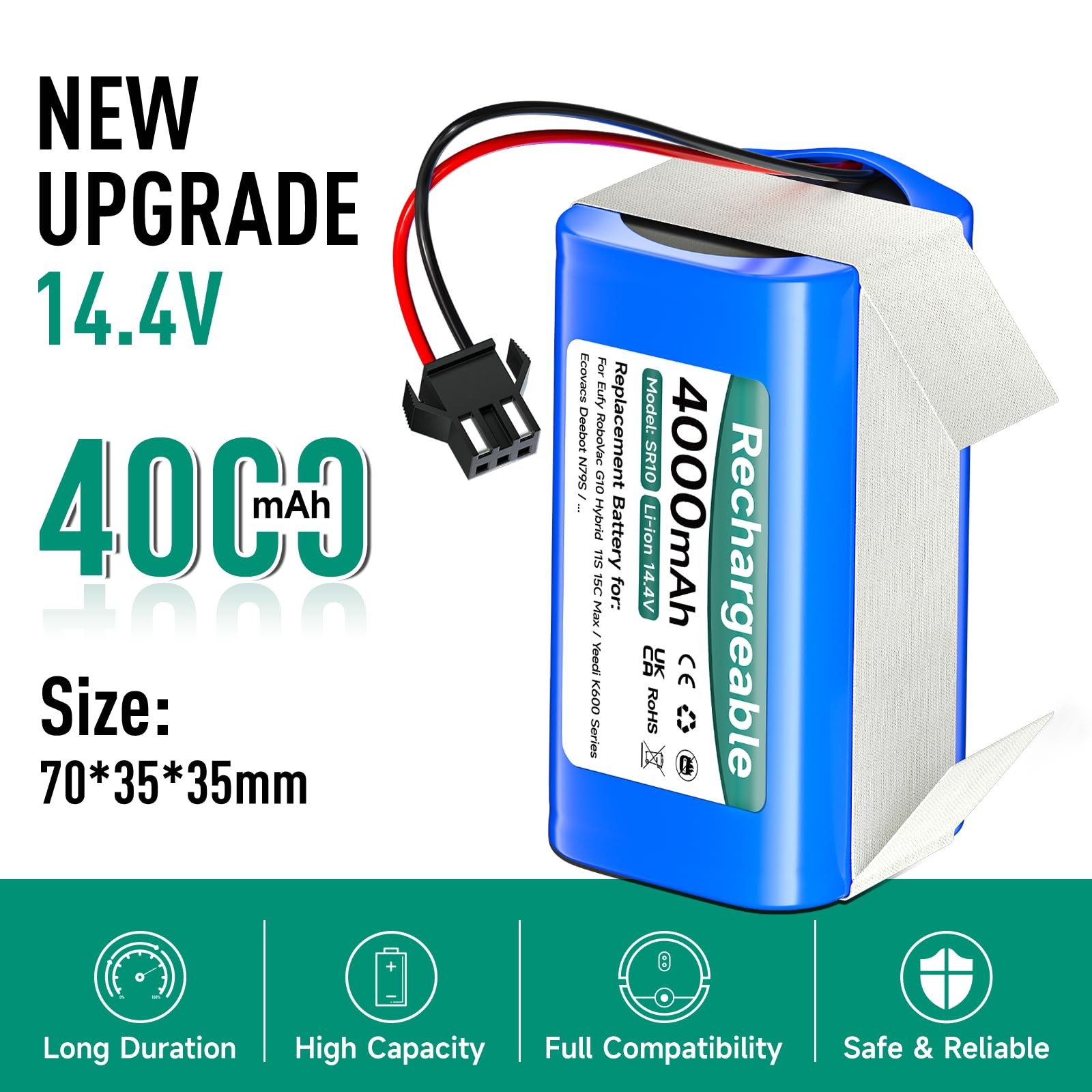 Batteria 4000mAh 14,4V per Aspirapolvere Lefant foto 2