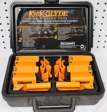 Nice Used Complete BUCHANAN KWIK-GLYDE WIRE PULLING TOOL SET #8AWG ORANGE & Case