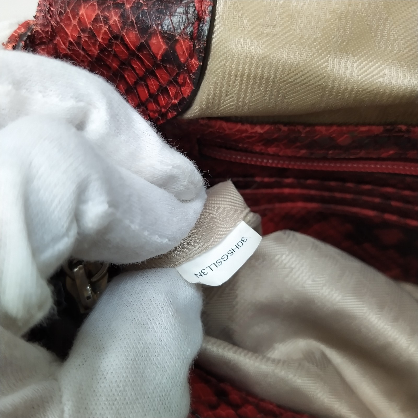 Michael Kors Red Leather Quilted Python Embossed … - image 22