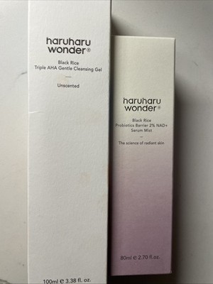 Haruharu Wonder Black Rice Triple AHA Cleansing Gel & Serum Mist NIB