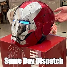 US!! AUTOKING Iron Man MK5 1:1 Helmet Wearable Voice-control Silver Mask Cosplay