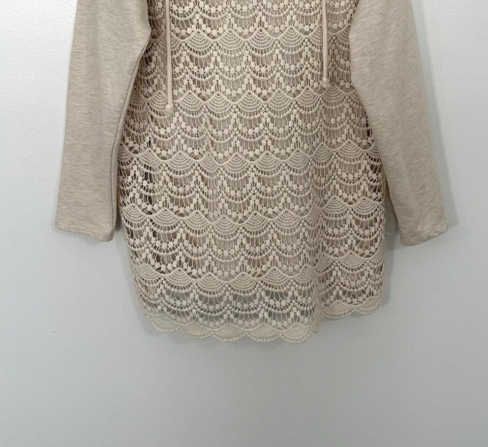 Sudadera con Capucha Maurice Beige Para Mujer Talla 2 Sudadera con Capucha Pullover Borde de Crochet Foto 4 de 4