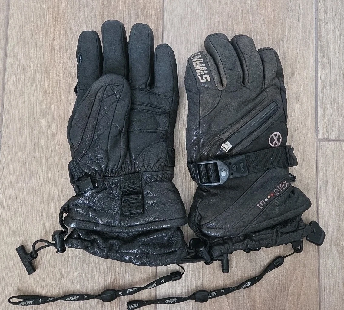 Swany Leather Ski Snowboard Gloves Womens Medium Black Utility Flex Zippered