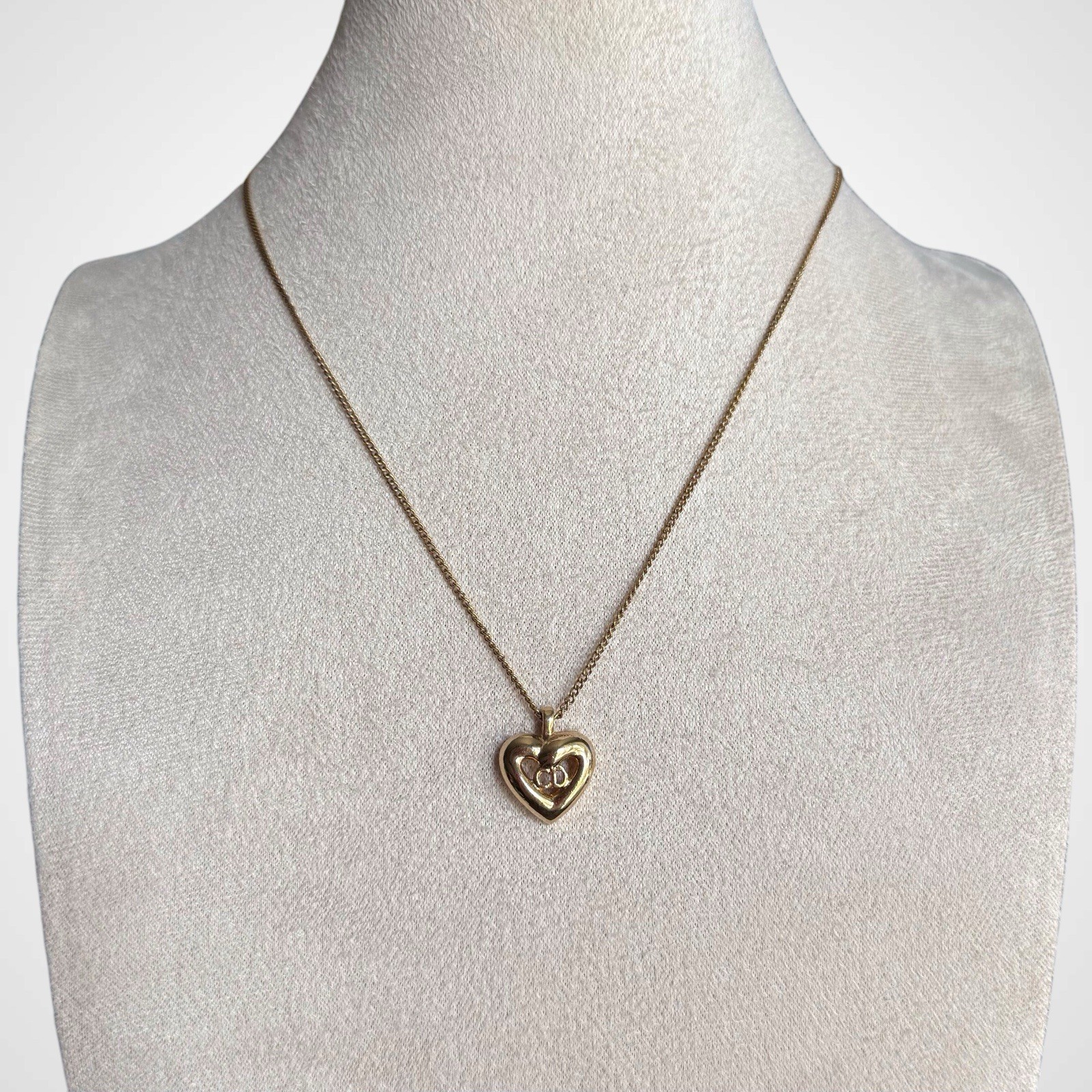 Christian Dior Gold Heart Pendant Necklace