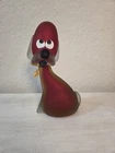 Vintage Murano Sommerso Art Glass Red Yellow Satin Dog Large