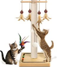 Cat Scratching Post Sisal Scratcher Tree Tower Indoor Cats Adults W/ Hanging