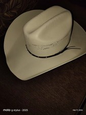 American Hat Makers Straw Cream Cowboy Hat with Elastic Head Band 7 5/8 61cm