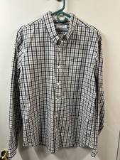 Mens Express Long Sleeve Plaid Button Down Front Shirt Size Large LG L