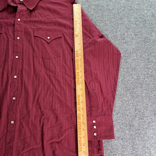 Ely Cattleman Pearl Snap Shirt Mens Size 2XL Burgundy Long Sleeve Western - Picture 10 of 11