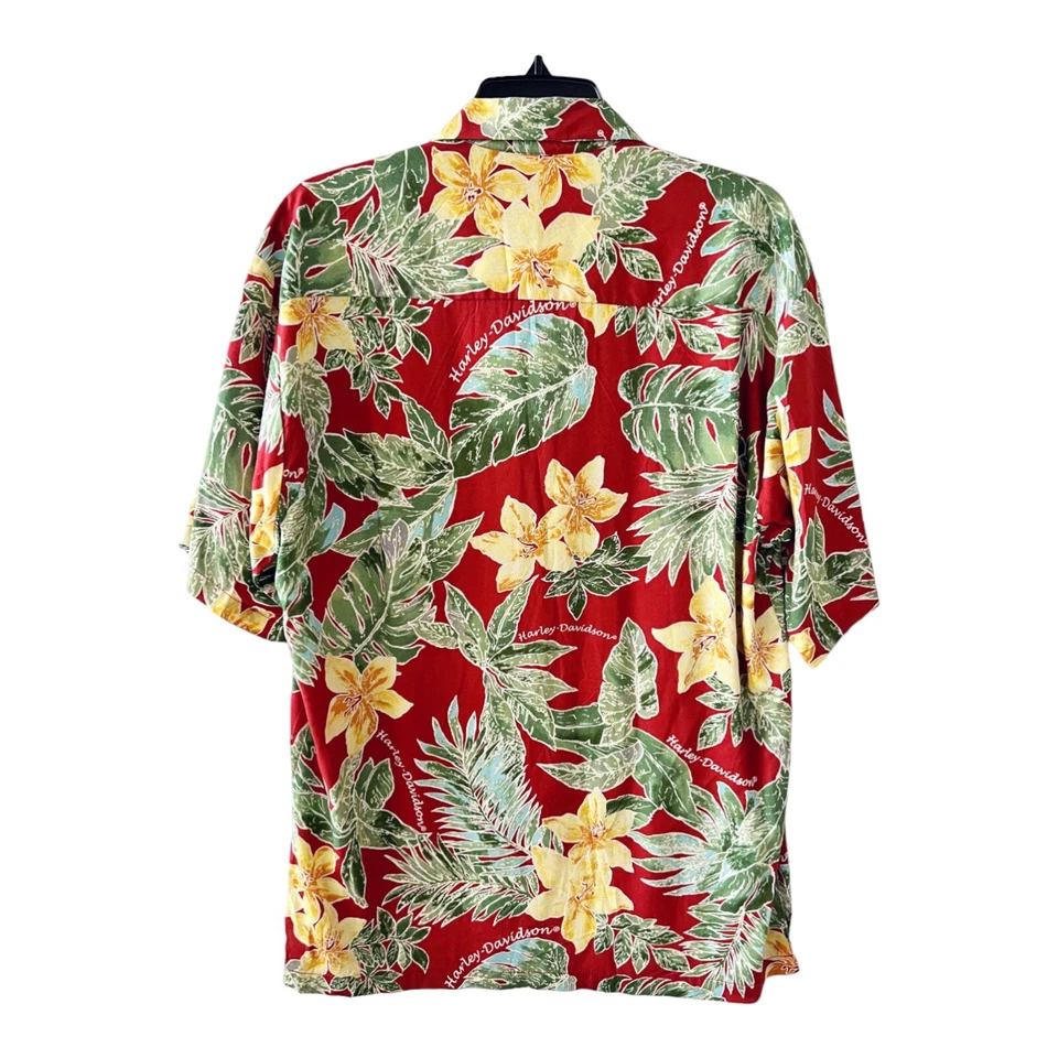 Camisa Harley-Davidson Para Hombres S Hawaiana Manga Corta Tropical Floral Botón Delantero Foto 3 de 4