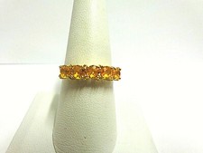 yellow citrine ring 925 sterling w/y gold sz 9 wgt 3 grams tcw 1 carat band sty