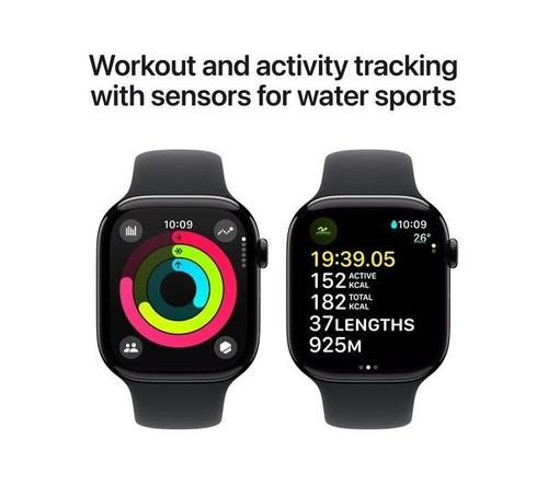 APPLE Watch Series 10 46 mm Cassa Jet Black Al con Cinturino Sport Nero, M/L GPS - Foto 8 di 21