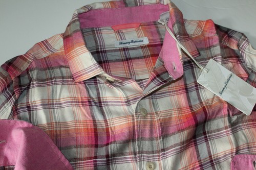 Tommy Bahama Shirt Pebble Bay Plaid Flannel Spark Pink T320463 New LS Medium M - Picture 4 of 5