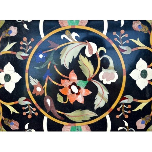 36" x 22" Marble Corner Table Pietra Dura Semi Precious Stones Art Inlay Decor - Picture 2 of 2