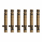 6 Pack Heavy Duty 4 Inch Aluminum Tower Bolt for Wooden Door Latch, Antique.
