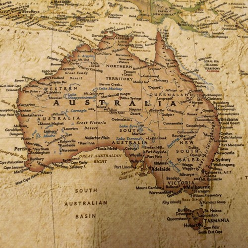 Vintage World Map Poster Canvas Detailed Center Australia Waterproof Map wall - Picture 2 of 3