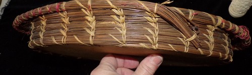ANTIQUE VICTORIAN FOLK ART SEA GRASS PINE NEEDLE TRAY WITH SHELLS - Picture 7 of 16